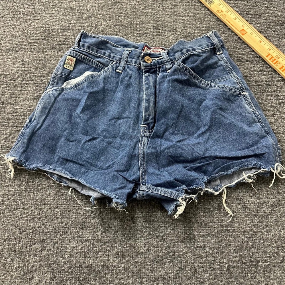 Buffalo Denim Shorts Womens Size 26 Blue Raw Hem Carpenter Cotton Vintage 33523